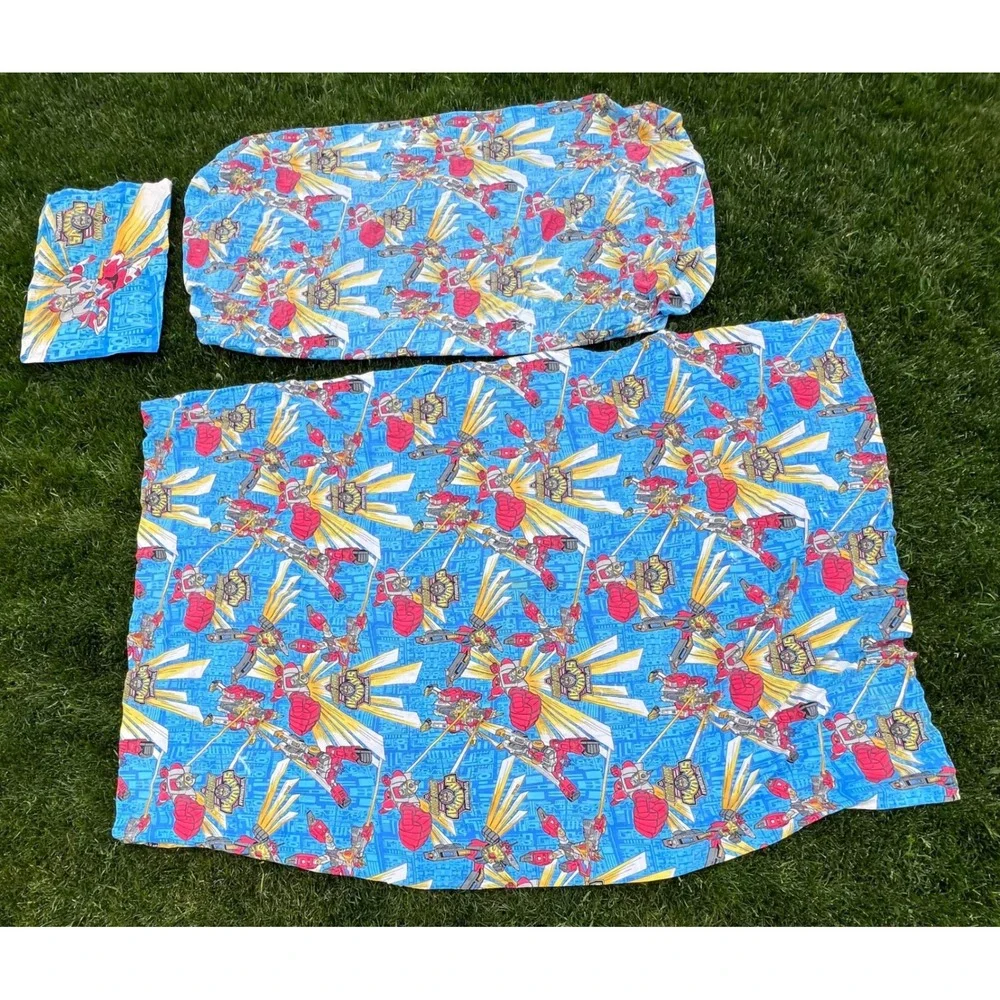 Vintage 1994 Superhuman Samurai Syber-Squad‎ Twin Sheet Set 3pc DIC Tsuburaya